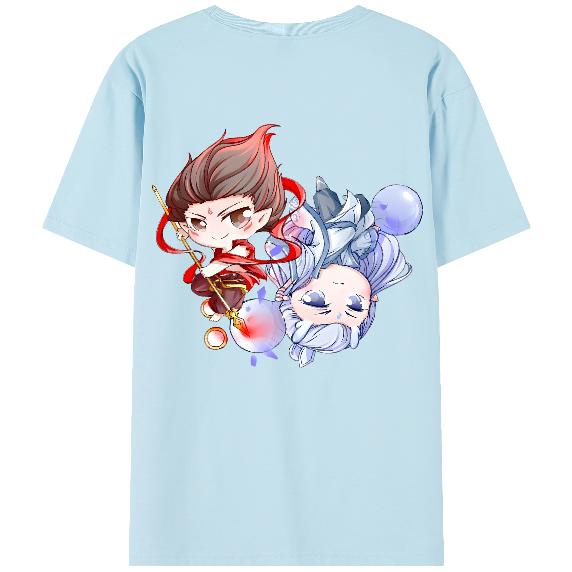 （画像用） Ne Zha 2 ナタ 魔童の大暴れ 綿100％半袖Tシャツ（背面プリント）